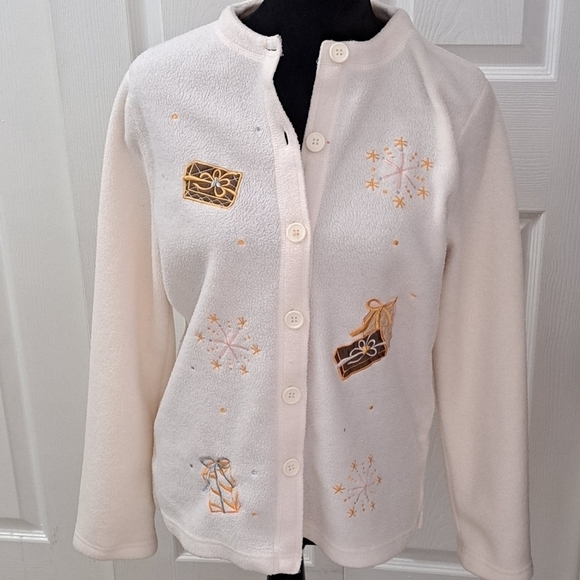Vintage Holiday Lightweight Button Up Cardigan  Size S - Picture 1 of 9